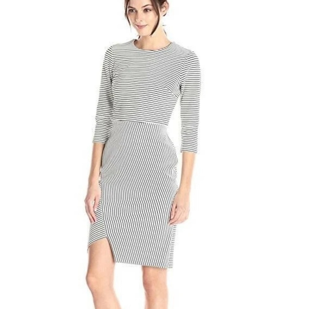 Calvin Klein Black and White Asymmetrical Dress